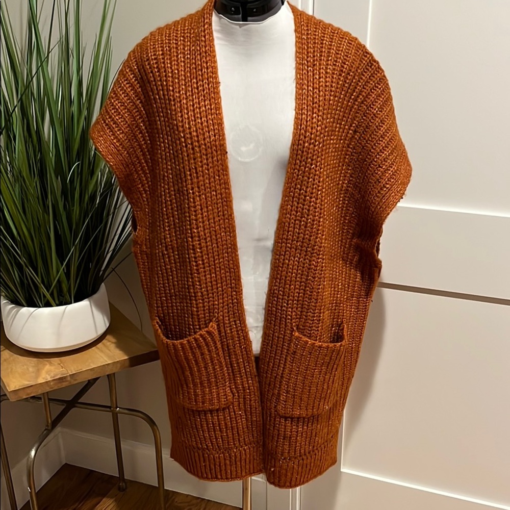 Rust Orange Knit Cardigan